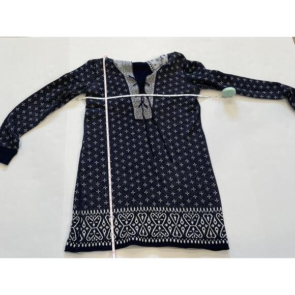 Free People Intimately Cotton Blend Navy Gray Long Hoodie Tie / Lace Up Neck, XS - Picture 9 of 11